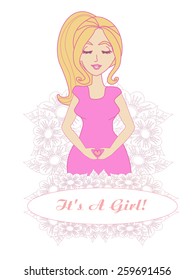It's A Girl! - pregnant woman card