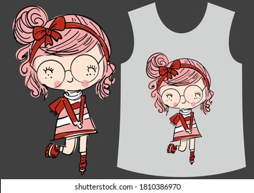 girl print t shirt fashion style 