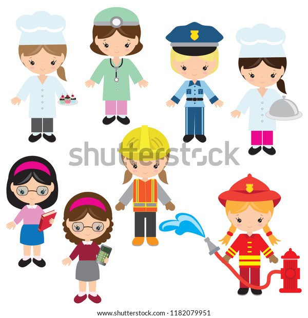 Girl Profession Vector Cartoon Illustration Stock Vector (Royalty Free ...