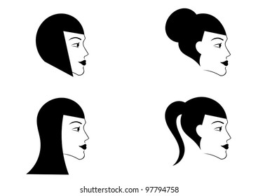 girl profile icon set