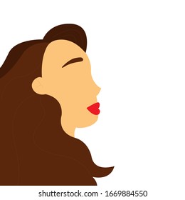Girl in the profile. Vector illustration in flat style.