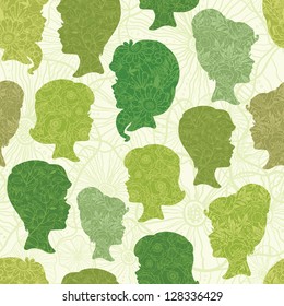 Girl profiles seamless pattern background