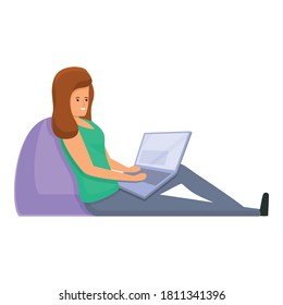 Girl programmer icon. Cartoon of girl programmer vector icon for web design isolated on white background