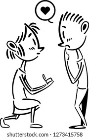 Girl propose boy for marriage.