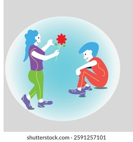 girl proposing boy vector design clean and latest unique