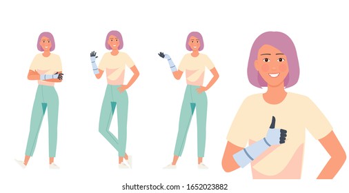 A girl with a prosthesis instead of a hand.