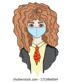 girl in a protective mask