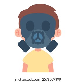 Girl with protective respirator mask