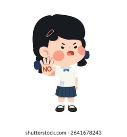Girl Protesting with Hand Gesture