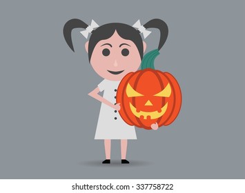 girl with pumpkin