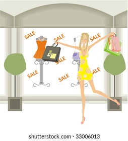 girl with purchases in the hands of