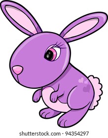 Girl Purple Bunny Rabbit Animal Vector Illustration Art