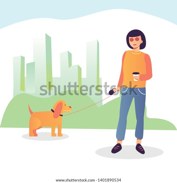 Girl Purple Hair Orange Tshirt Blue Stock Vector Royalty Free
