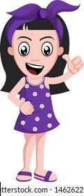 Girl with purple ribbon, illustration, vector on white background.