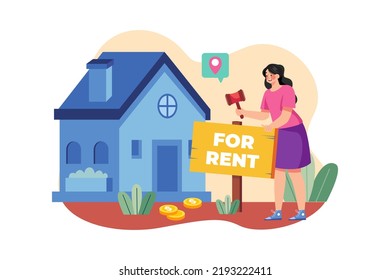 A girl putting a home on rent