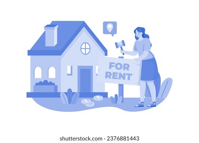 A Girl Putting A Home On Rent