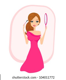 Girl putting mascara makeup