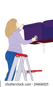 Girl putting things in storage.
