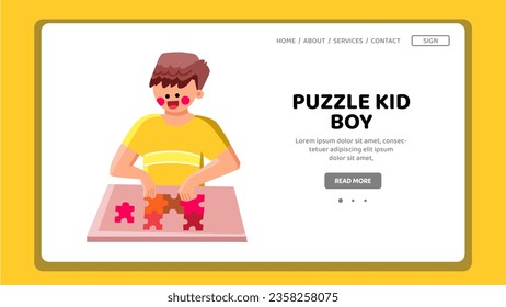 girl puzzle kid boy vector. child fun, home game, play children girl puzzle kid boy web flat cartoon illustration