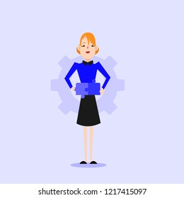 girl with puzzle pieces vector for web	