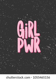 Girl pwr Vector hand drawn calligraphic brush stroke illustration design. Black and white style design. Good for poster, t shirt print, social media content, birthday card invitation, surface texture