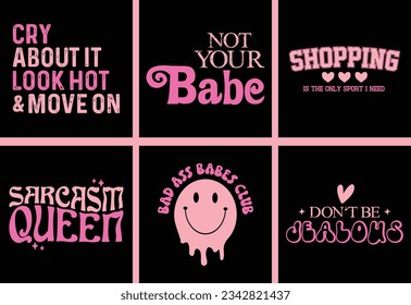 Girl Quotes Bundle, Funny Pink Girl Quotes Bundle