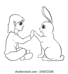 girl and rabbit 
