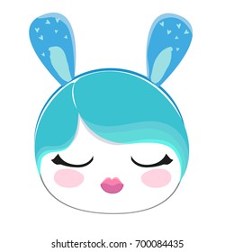 Girl with rabbit ears vector illustration, Print on t-shirt
