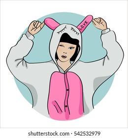 the girl in the rabbit pajamas