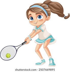 Girl with racket and ball, ready to play