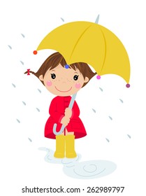 Girl in raining and umbrella