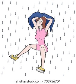 girl in rainning moment