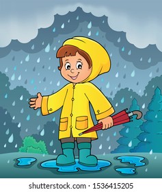 Girl in rainy weather theme image 2 - eps10 vector illustration.