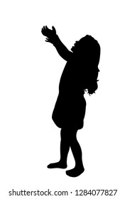 girl raised hands, silhouette vector