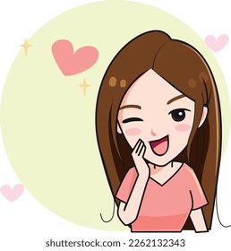 The girl raised her hand to her mouth to whisper on vector.