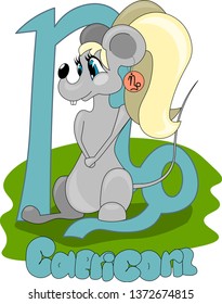 Girl rat with symbol of Capricorn