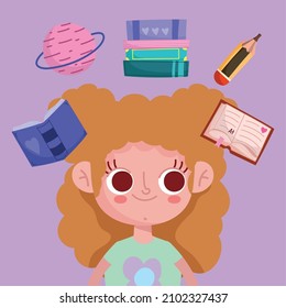 concepto de aprendizaje de libro de lectura para chicas
