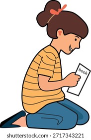 girl read book vector design icon illustration
