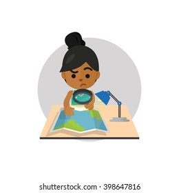 Girl read Map
