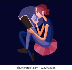 The girl is reading a book