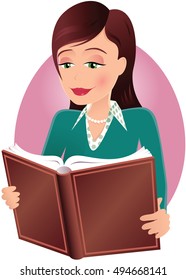 Girl reading book.