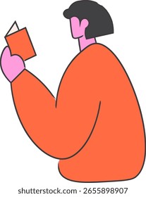 Una chica leyendo un libro Ilustración vectorial plana