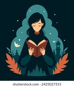 Girl reading a book Illustrations 
