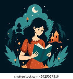 Girl reading a book Illustrations 
