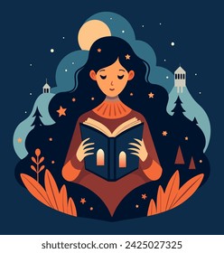 Girl reading a book Illustrations 
