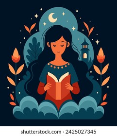 Girl reading a book Illustrations 
