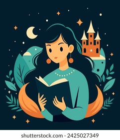 Girl reading a book Illustrations 
