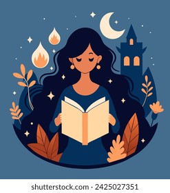 Girl reading a book Illustrations 
