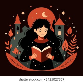 Girl reading a book Illustrations 
