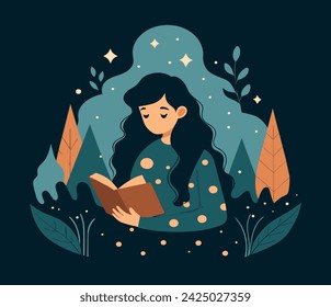 Girl reading a book Illustrations 
